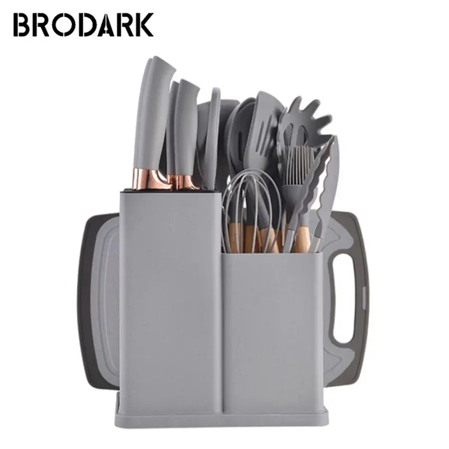 19pcs Grade Silicone Brodark Kitchenware Set