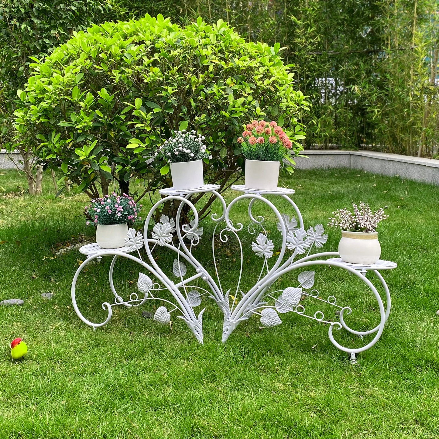 1 Pair of Tall Metal Plant Stands, Elegant Iron Flower Pot Holder Rack for Garden, Patio, Balcony, Living Room Art Display Shelf