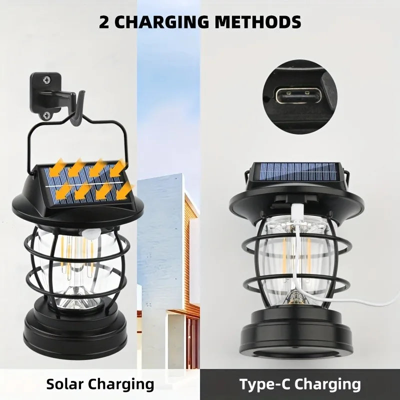 Solar Camping Tent Chandelier Waterproof LED Lights Outdoor Garden Courtyard