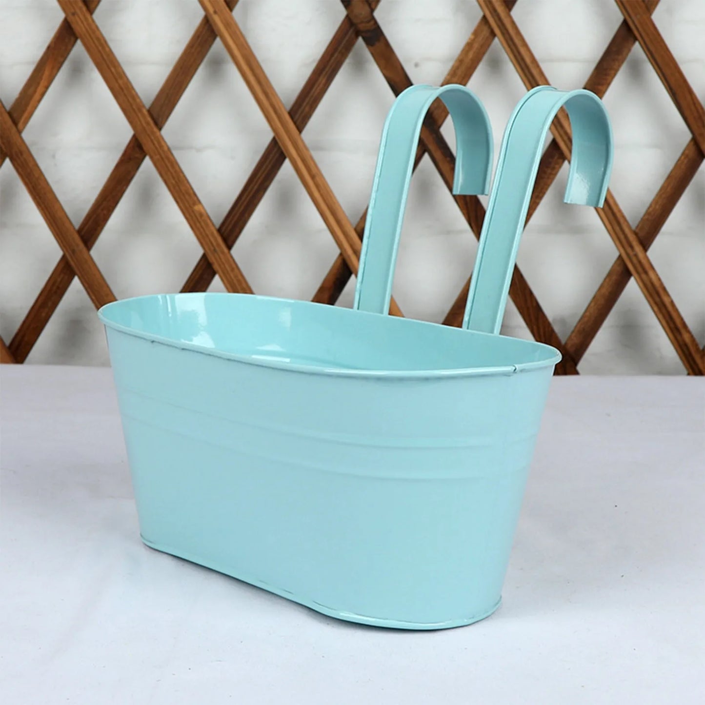Flower Pot Fence Balcony Garden Hanging Pots Solid Colored Sturdy Plastic Hanging Pots