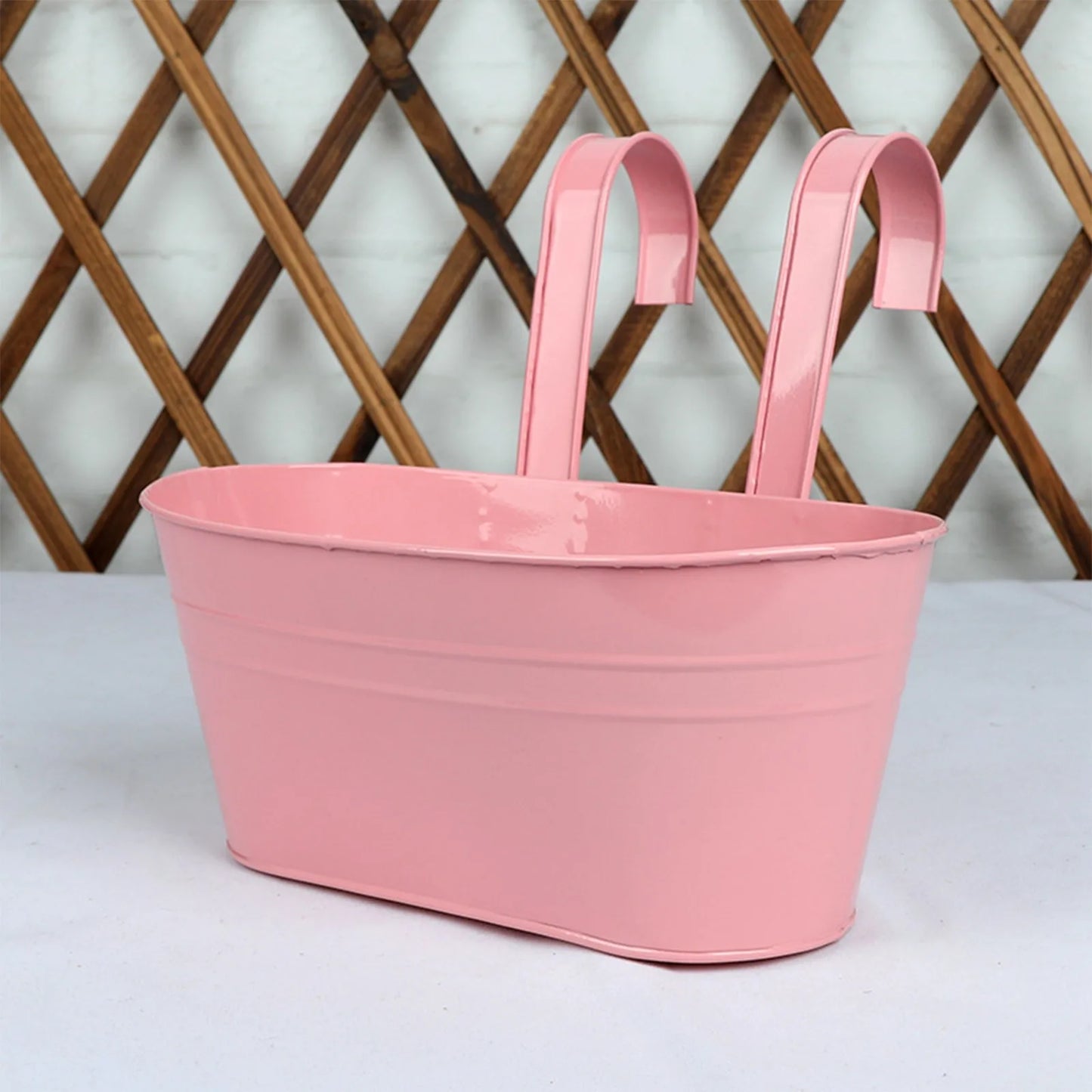 Flower Pot Fence Balcony Garden Hanging Pots Solid Colored Sturdy Plastic Hanging Pots
