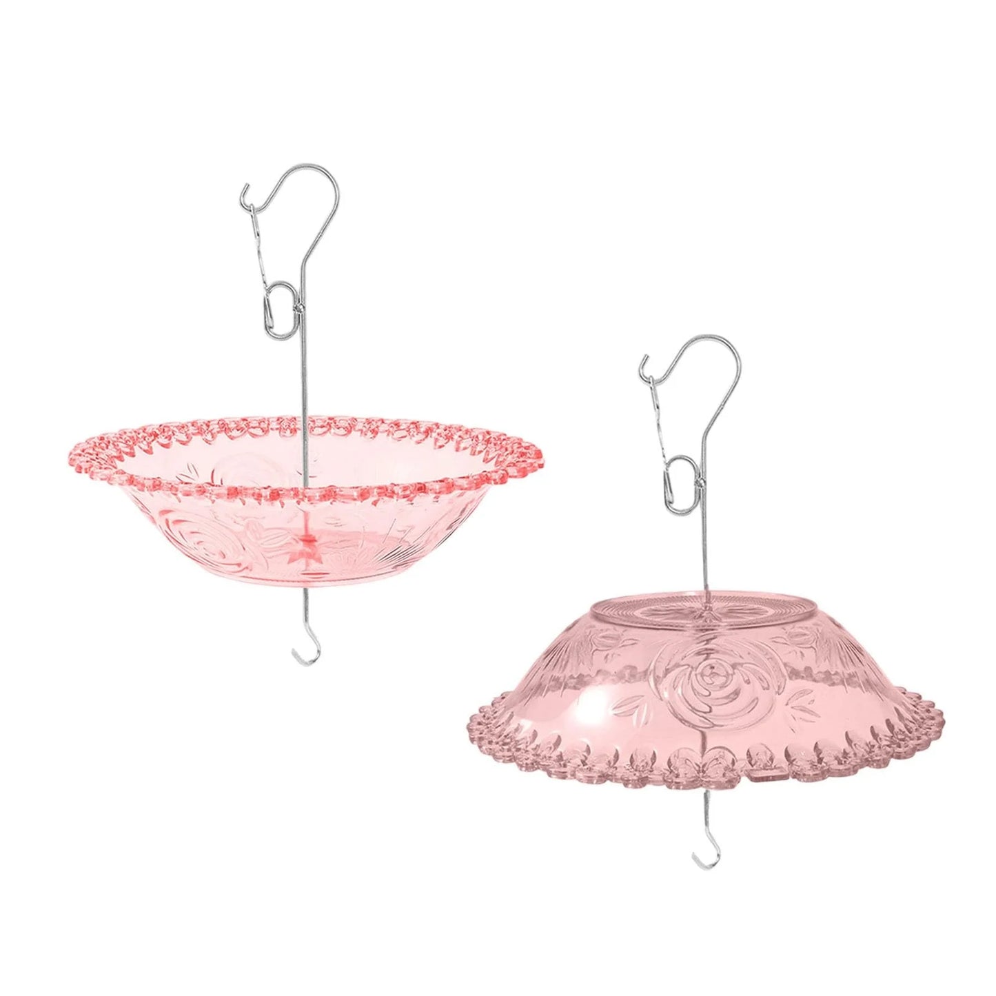 Hanging Bird Bathtub Feeder Transparent Drinking Bowl with Hook and Chain