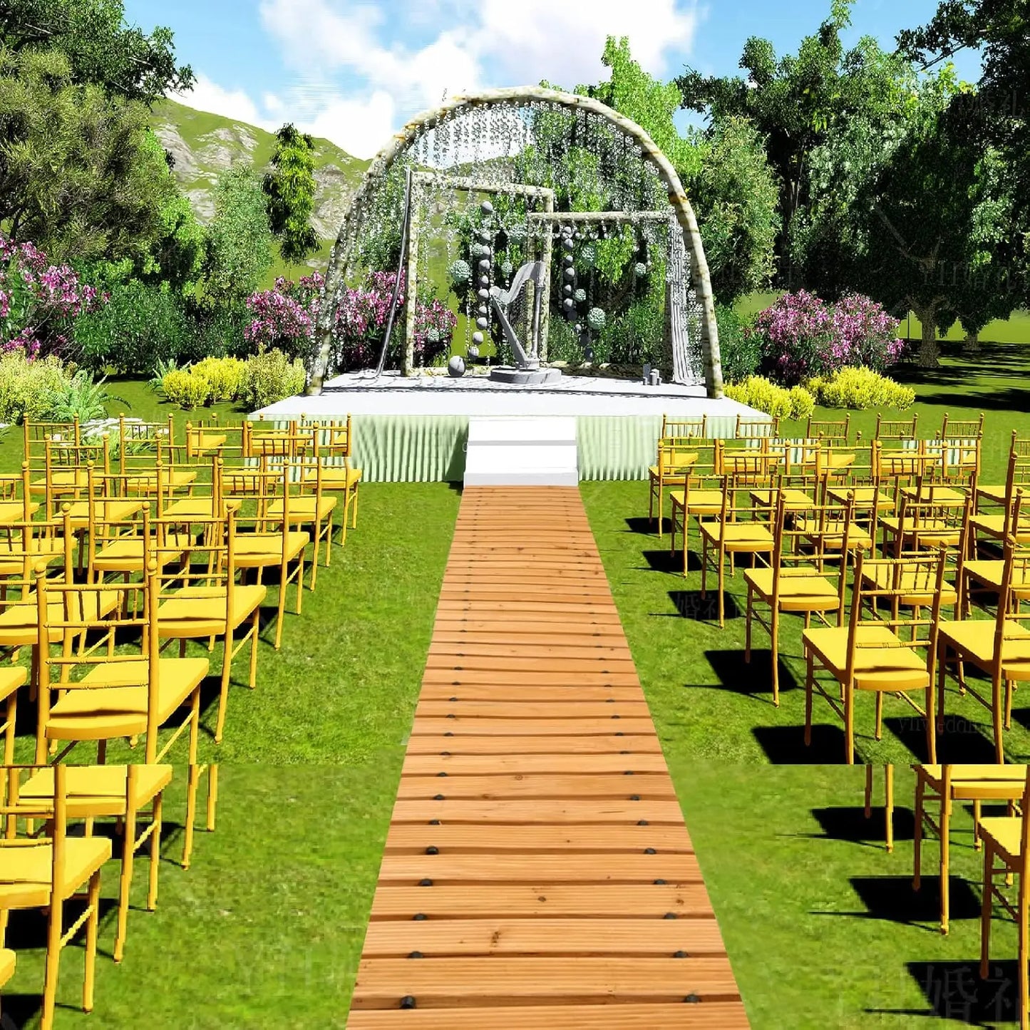10FT Wooden Garden Pathway, Weather-Resistant Non-Slip Hardwood Walkway