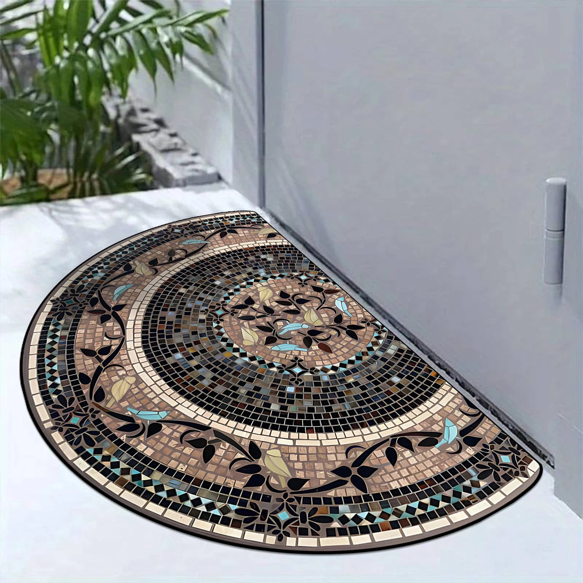 Entrance Carpet Dirt-resistant Wear-resistant Door Rug Semicircular Imitation Marble Texture