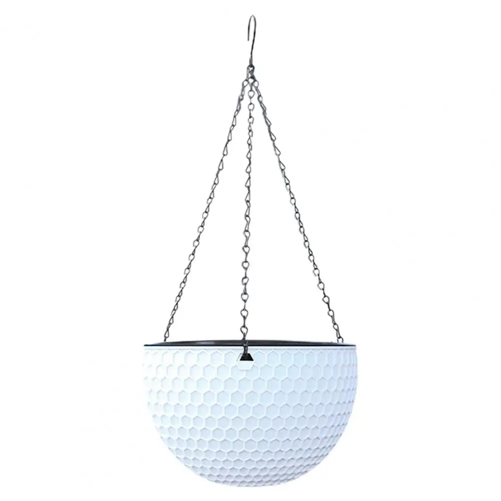 Hanging Flower Basket Imitation Honeycomb Self Water Absorption Waterproof Outdoor Resin Plant Hanger for Garden