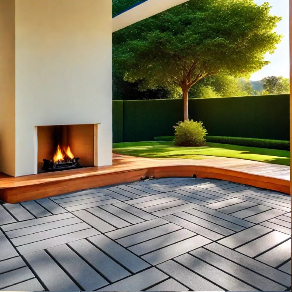 54 Pack Interlocking Plastic Deck Tiles - 12"x12" Square - Waterproof Outdoor - Poolside Balcony Backyard Decking Tiles