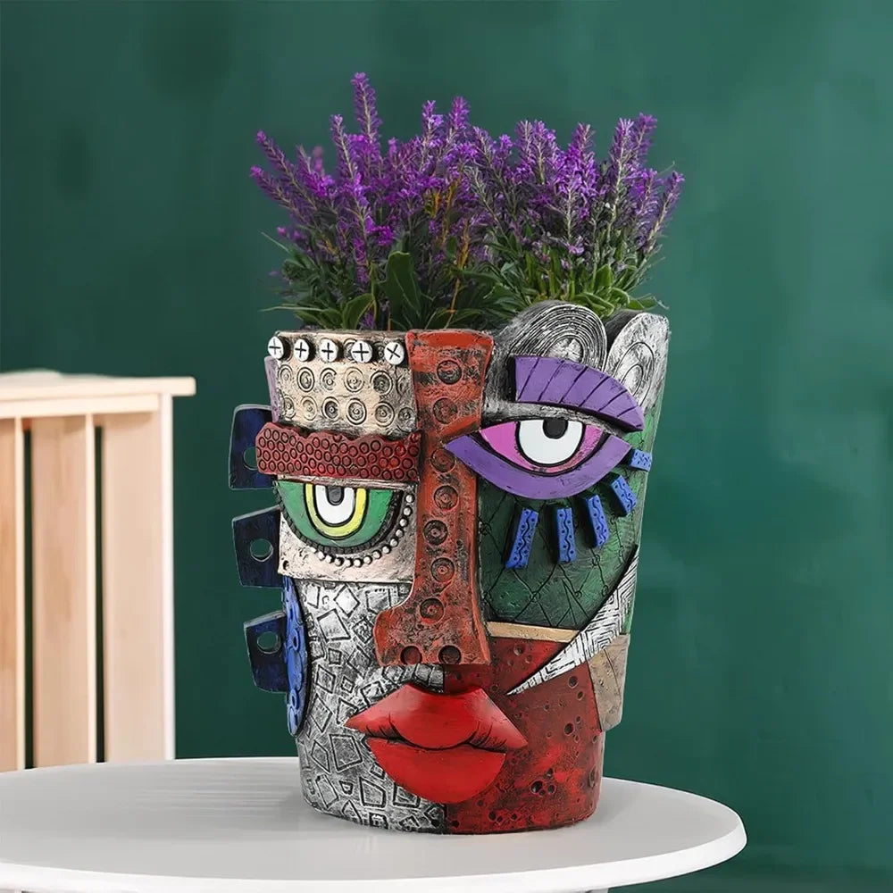 Picasso Brutalist Abstract Beauty Face Flower Pot Art Face Vase Head Planter Unique Indoor and Outdoor Potted Plant
