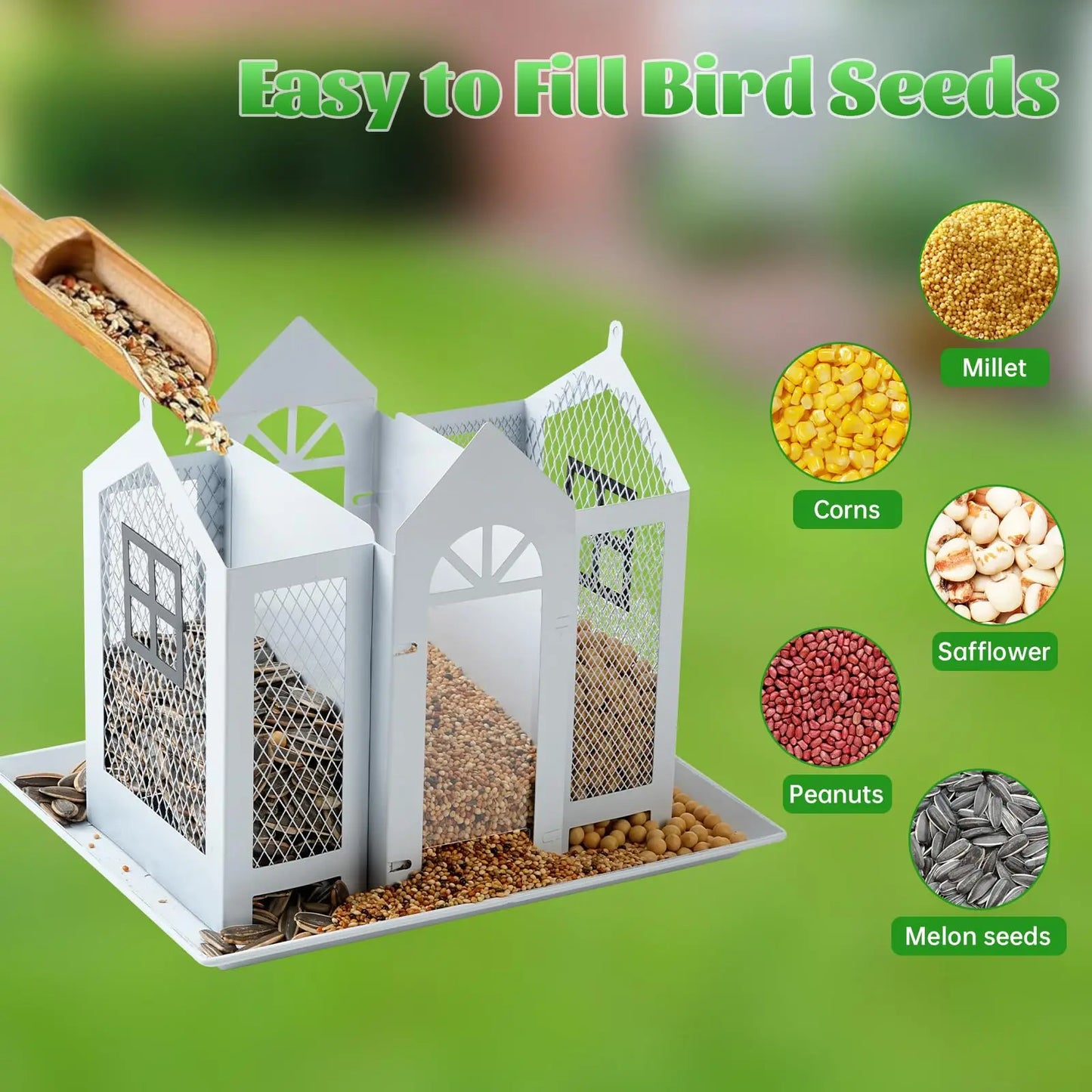 Suitable for Titles, Red Birds, Titles, Hummingbirds, Squirrel Protection and Weather-Resistant Metal Outdoor Garden Courtyard Decoration Bird Feeding Station, Gift for Use.