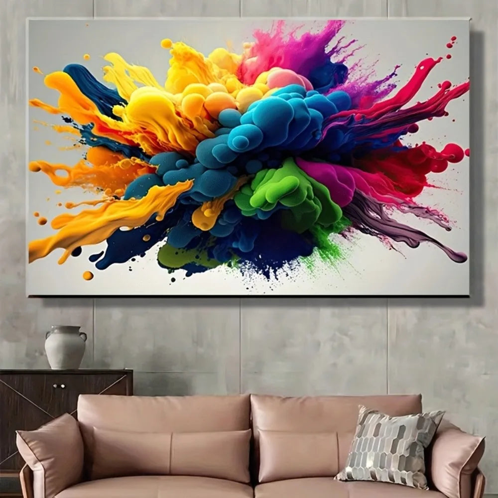 1.5 inch thick wood pine frame, interior art mural, Home decor, Home decor mural, vivid abstract canvas painting