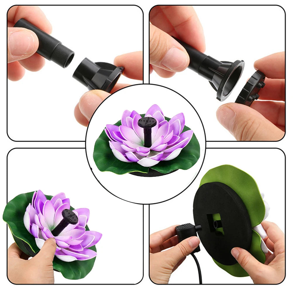 Lotus Solar Water Fountain Brushless Pump Floating Garden Fountain