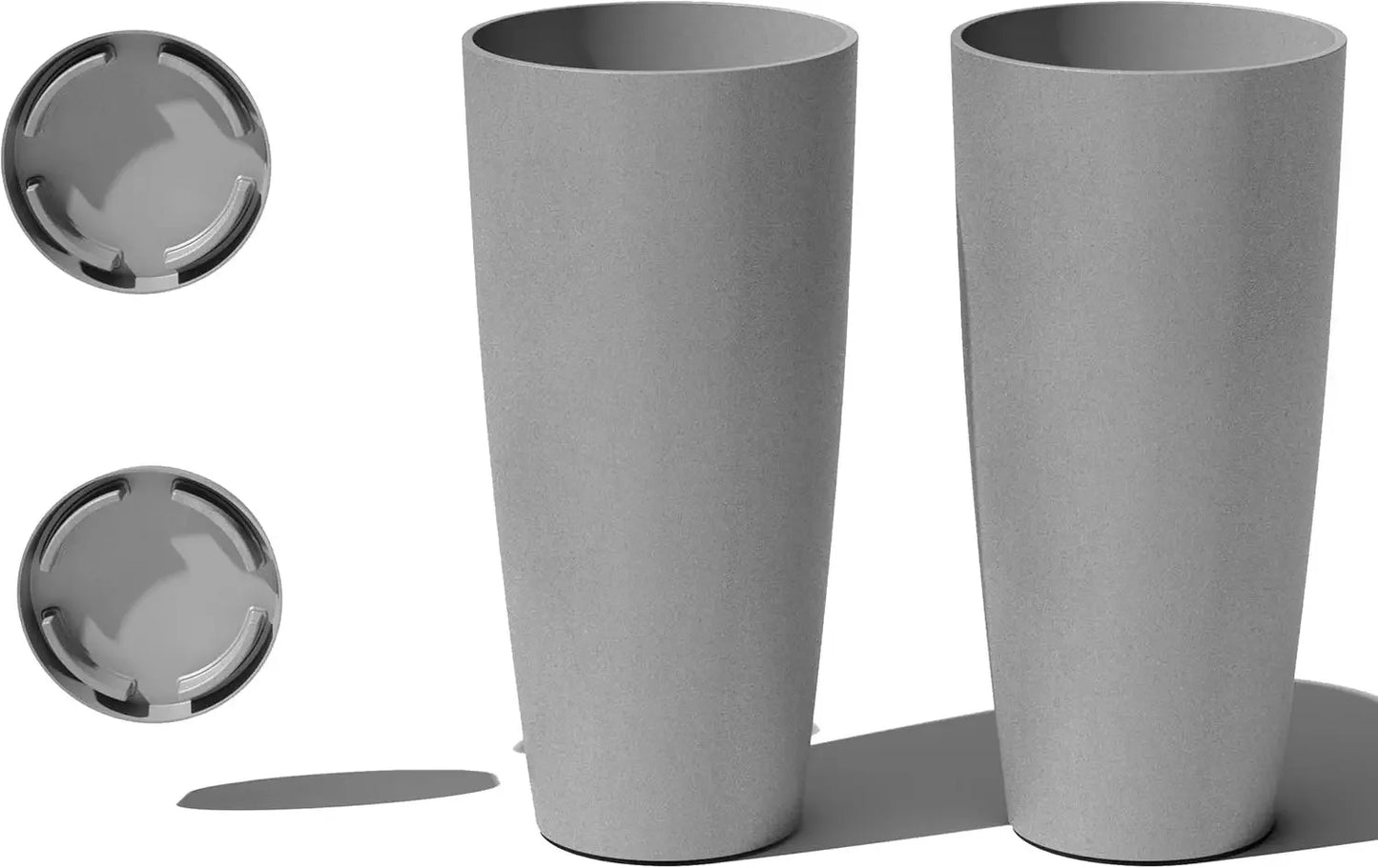 Made from Plastic & Concrete with Drainage Holes Planter - Round Tall Planter for Indoor or Outdoor Porch/Patio