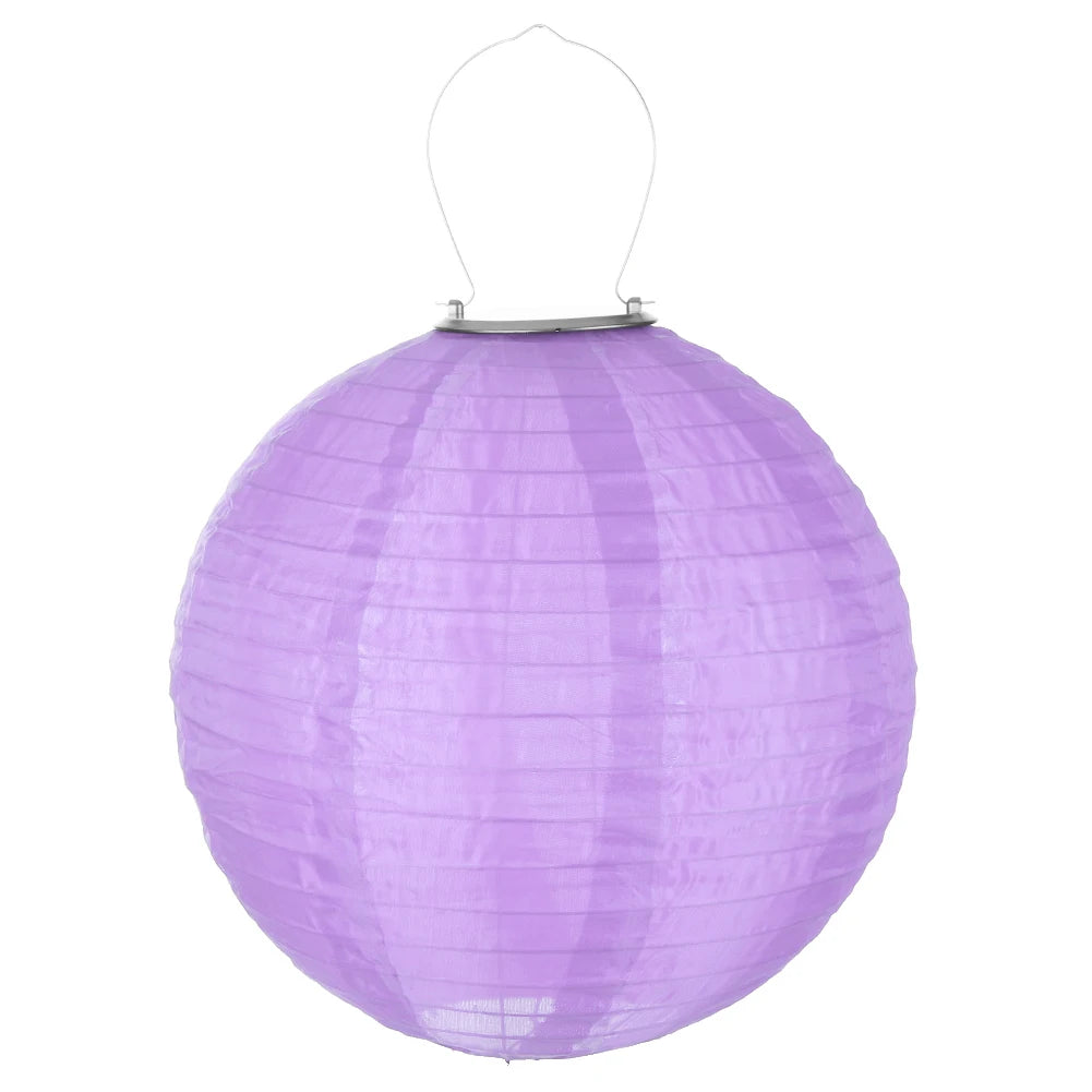 LED Solar Cloth Chinese Lantern Festival Hanging Lamp Waterproof Celebration Lantern 12inch Hanging Paper Lantern for Home Decor