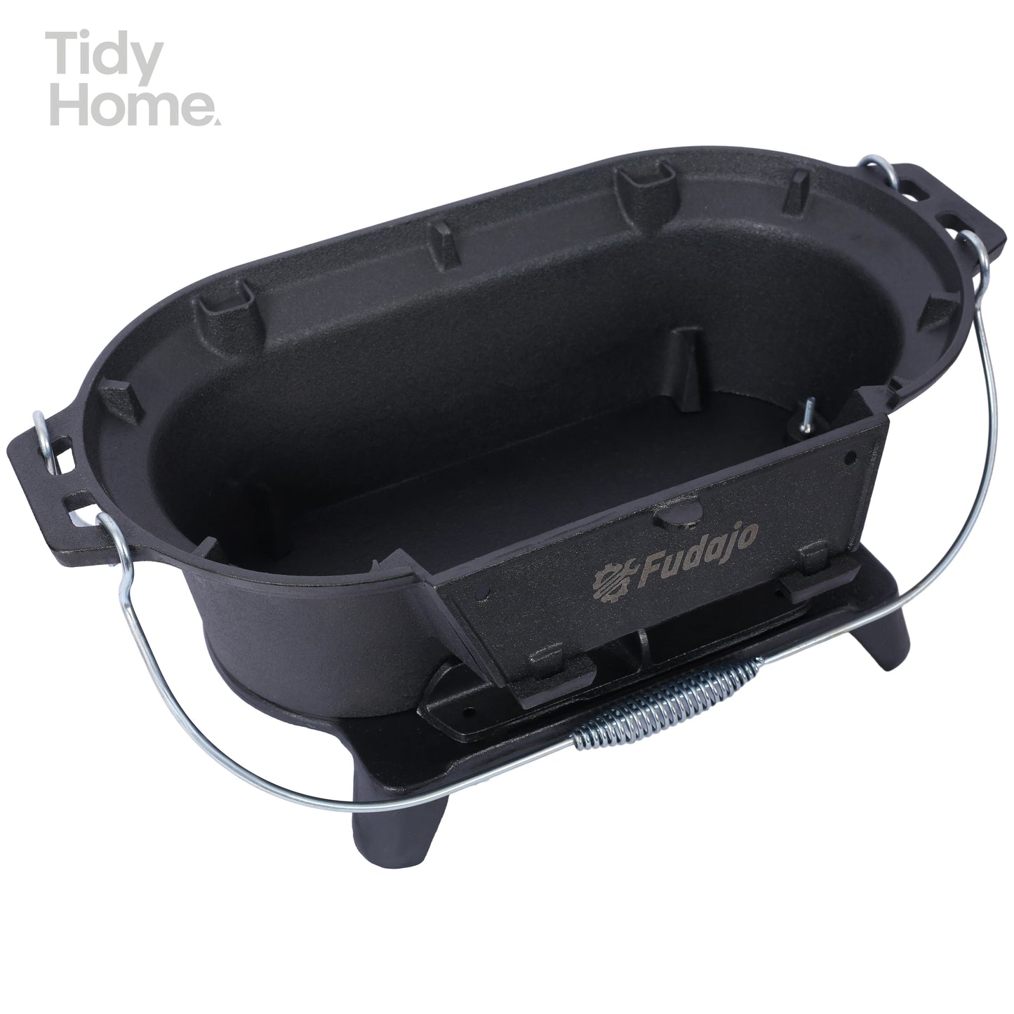 Oval Cast Iron Grill Outdoor, Portable Charcoal Grill and Tabletop Cast Iron Skillet ,Durable,Small Charcoal Grill,Camping Stove
