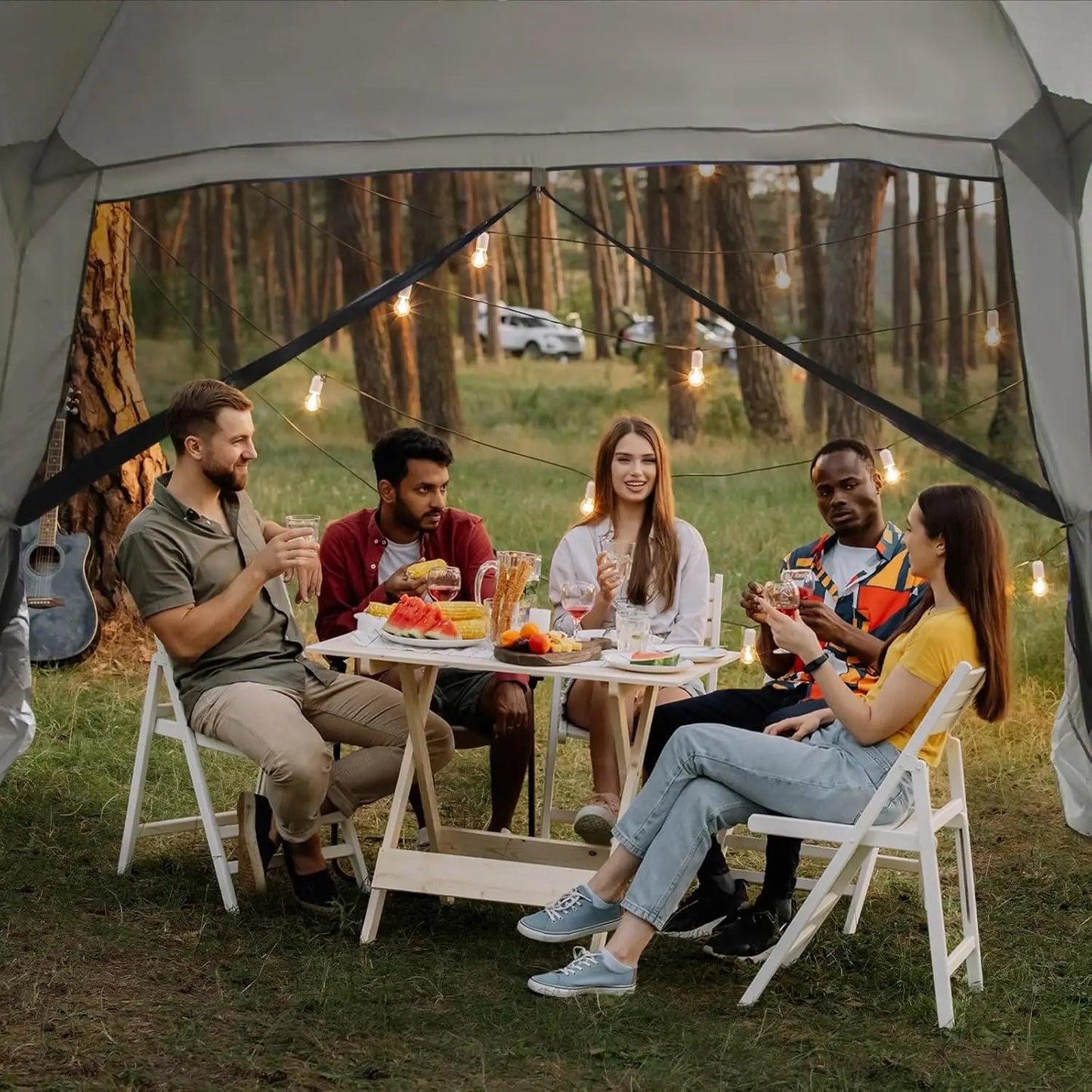 Screen Tent for Camping Canopy Easy Set Up Camper Porch Screened Gazebo 8-10 Person