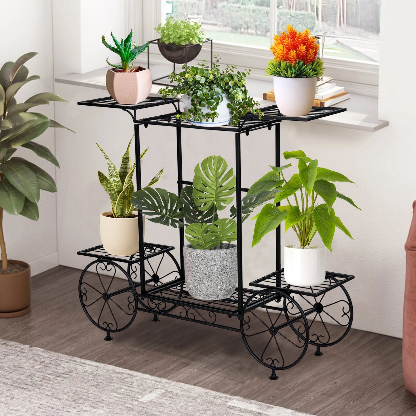 l Plant Stand, Indoor, Garden Cart Wrought Iron