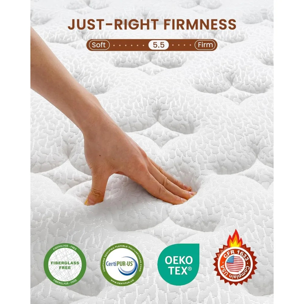 Mattress 14 Inch - Premium Hybrid Mattress with Advanced Pocket Spring Technology - Optimal Spinal Support - Pain Relief