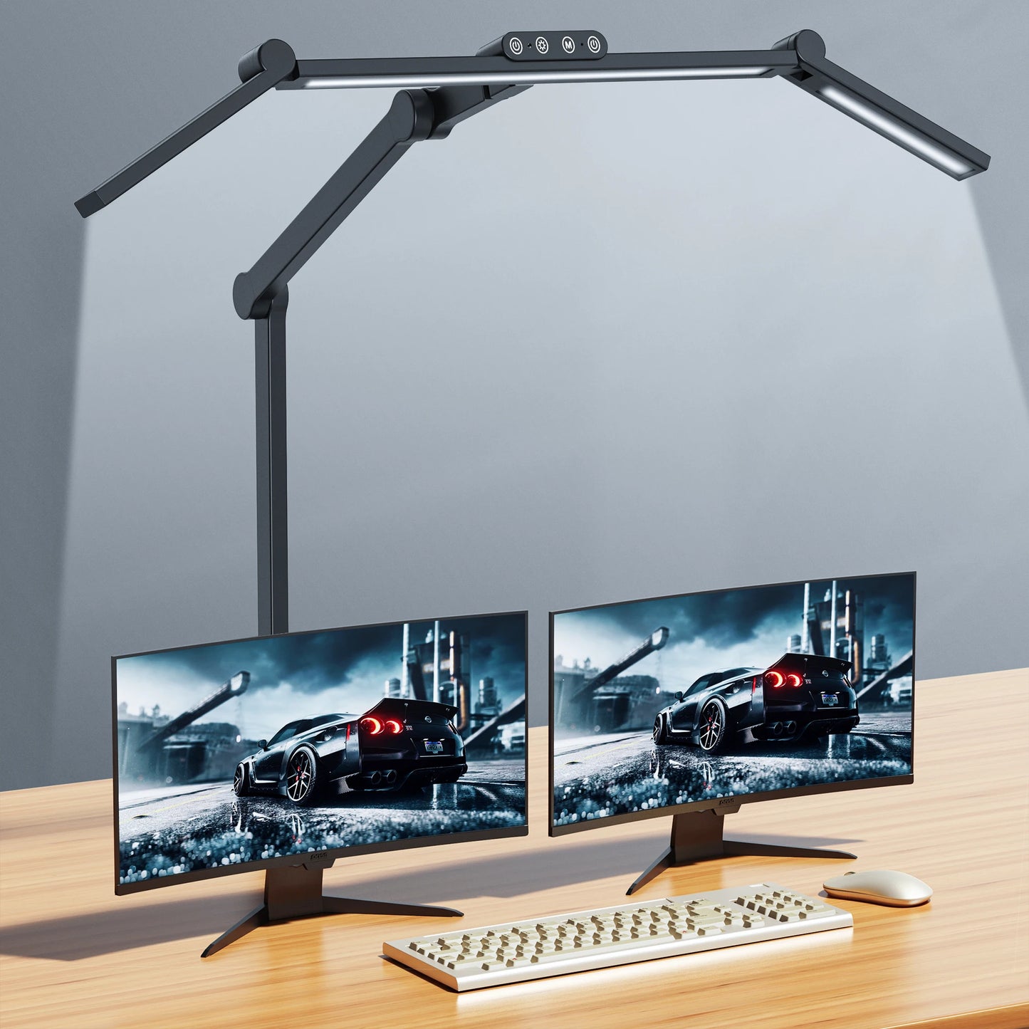 Led Desk Lamp with Clamp for Home Office with Atmosphere Lighting, 24W Ultra Bright Auto Dimming Desk Light