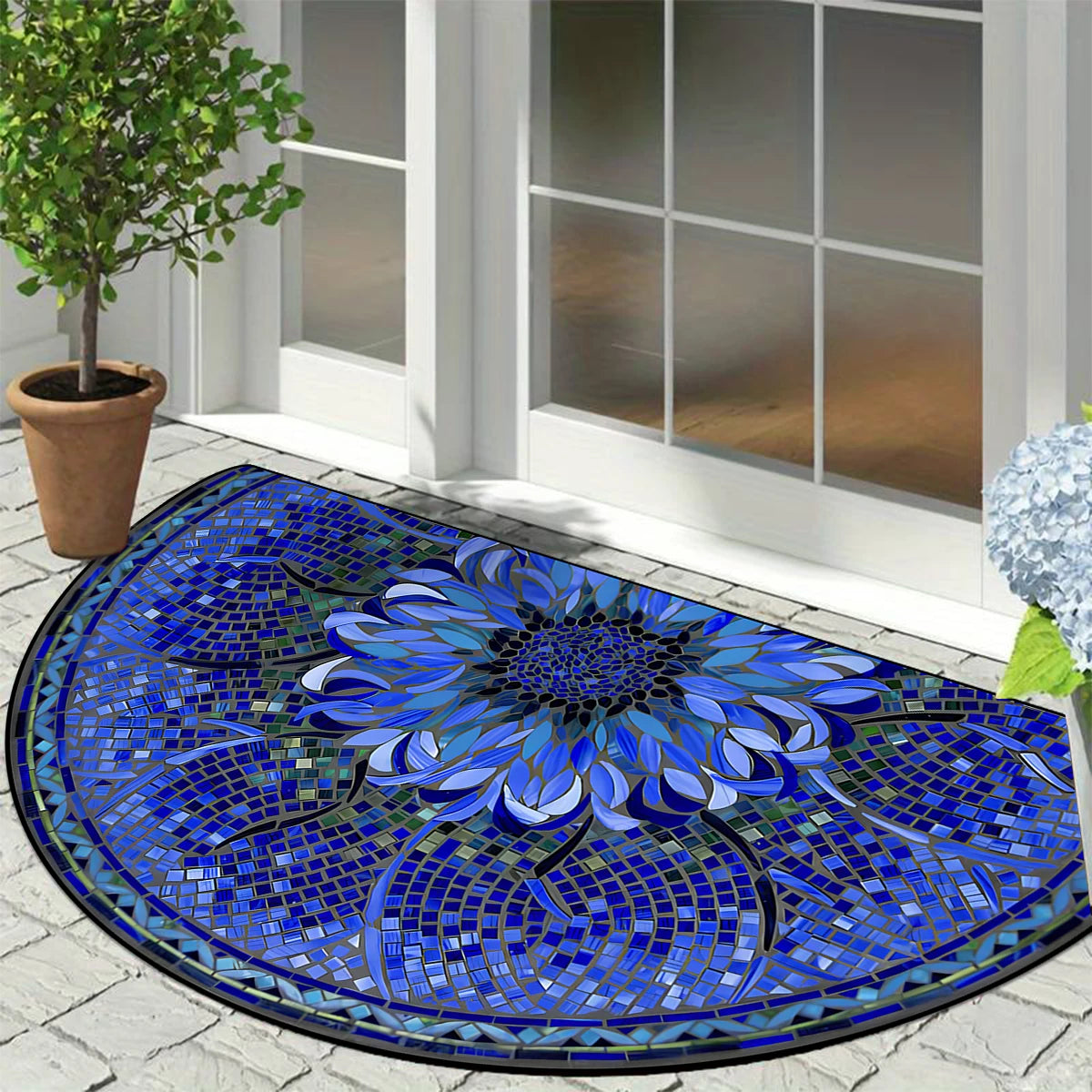 Entrance Carpet Dirt-resistant Wear-resistant Door Rug Semicircular Imitation Marble Texture
