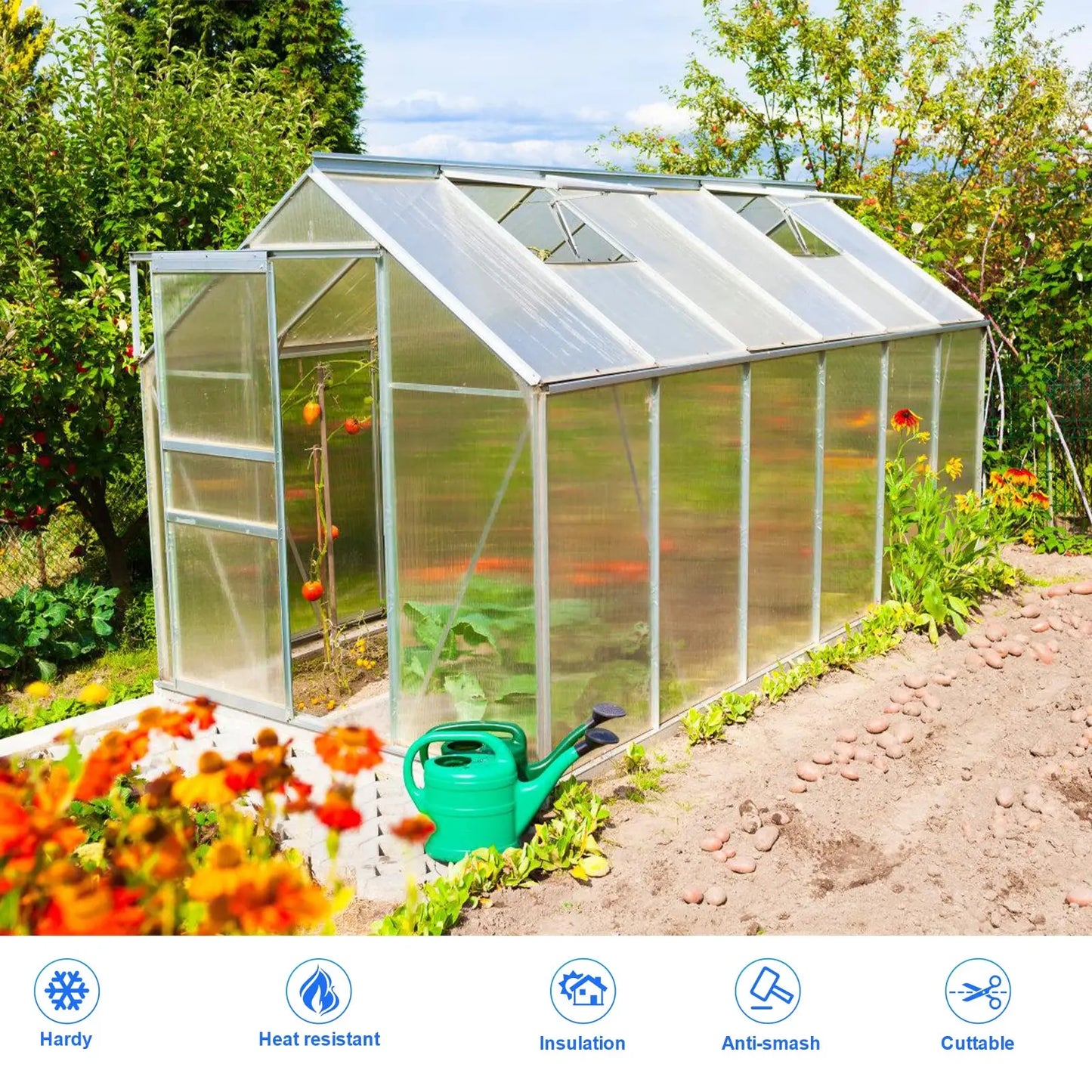 4mm 5 Pcs Polycarbonate Greenhouse Panels(4' X 2' X 0.16'') Thickness Twin Wall Polycarbonate Sheets Clear UV and Waterproof