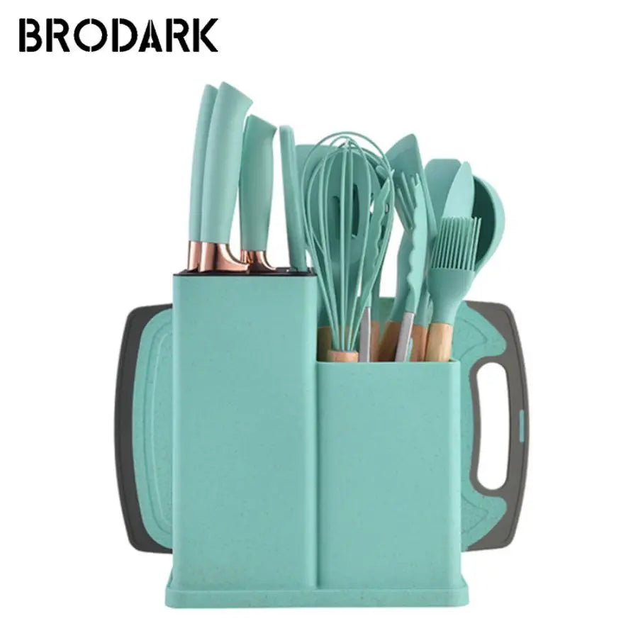 19pcs Grade Silicone Brodark Kitchenware Set