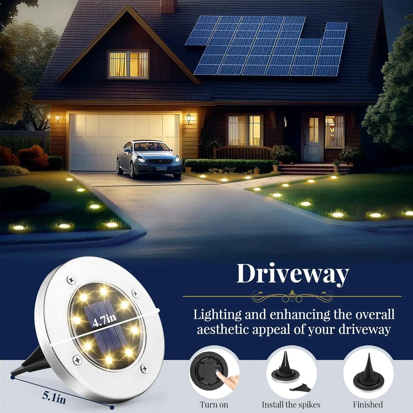 4/8pcs Solar Lights Outdoor,Landscape Lighting for Garden, Yard, Pathway (Cool/Warm White)