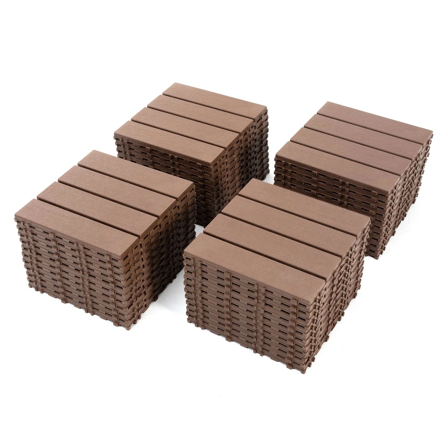 44 Pack Wood grain Interlocking Patio Deck Tiles- 12x12 Inch,