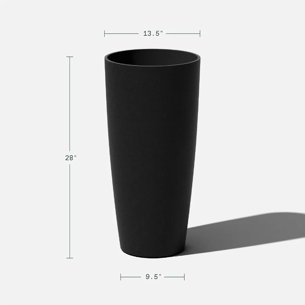 Made from Plastic & Concrete with Drainage Holes Planter - Round Tall Planter for Indoor or Outdoor Porch/Patio