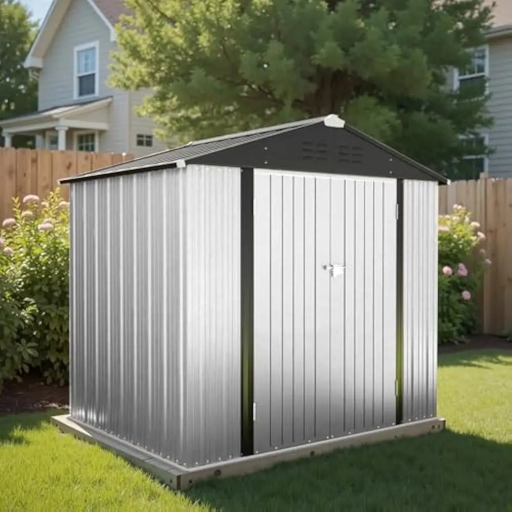 5×3FT Outdoor Storage Shed, Metal Patio Storaged Shed with Lockable Doors, Sheds & Outdoor Storages for Bike, Pool and Garden