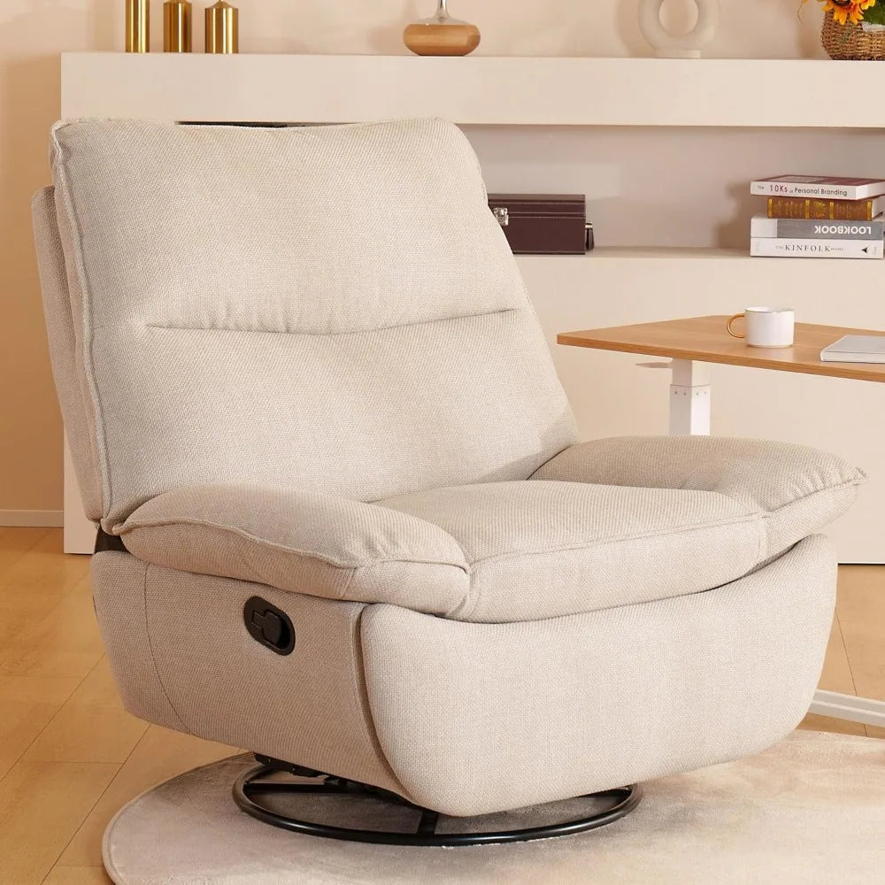 Lotus Swivel Rocker Recliner Chair for Adults, Oversized 360° Swivel Recliner Chair, Certified Linen, Award-Winning