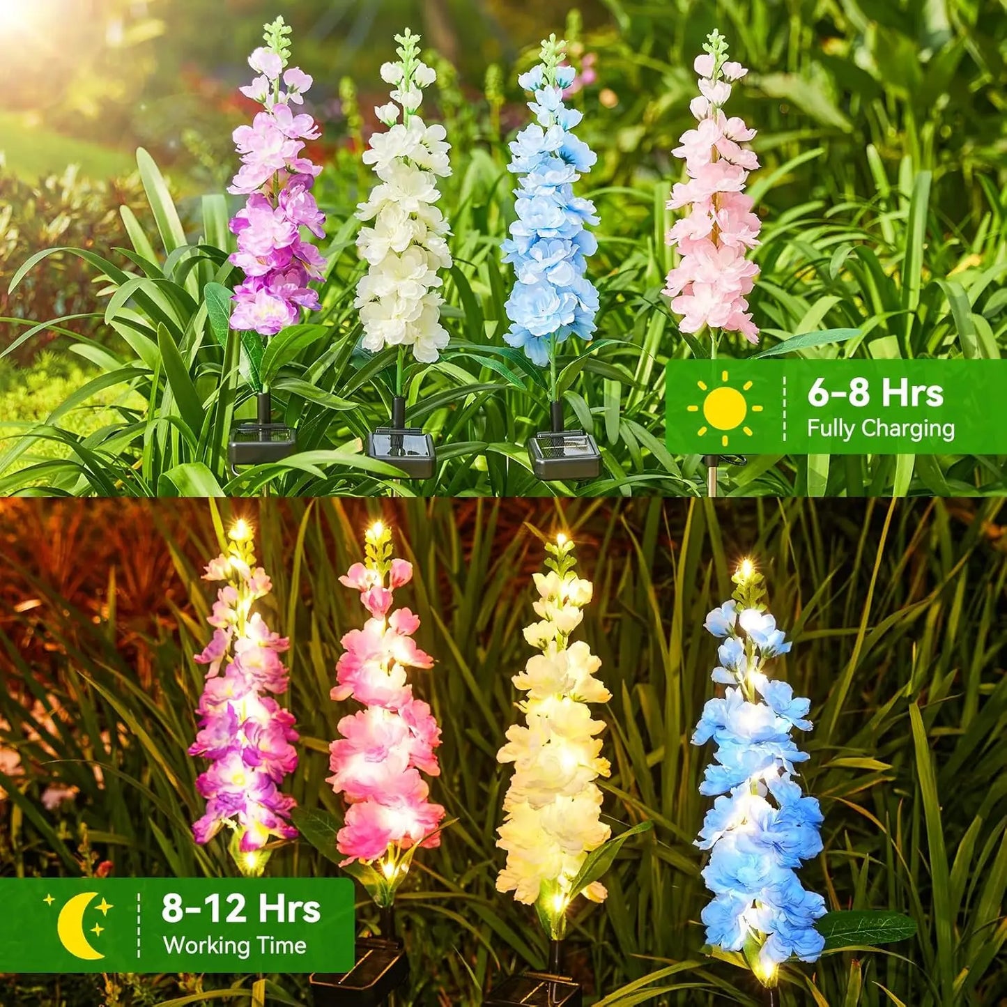 4 Pack Upgraded Solar Garden Lights with 36 LEDs
