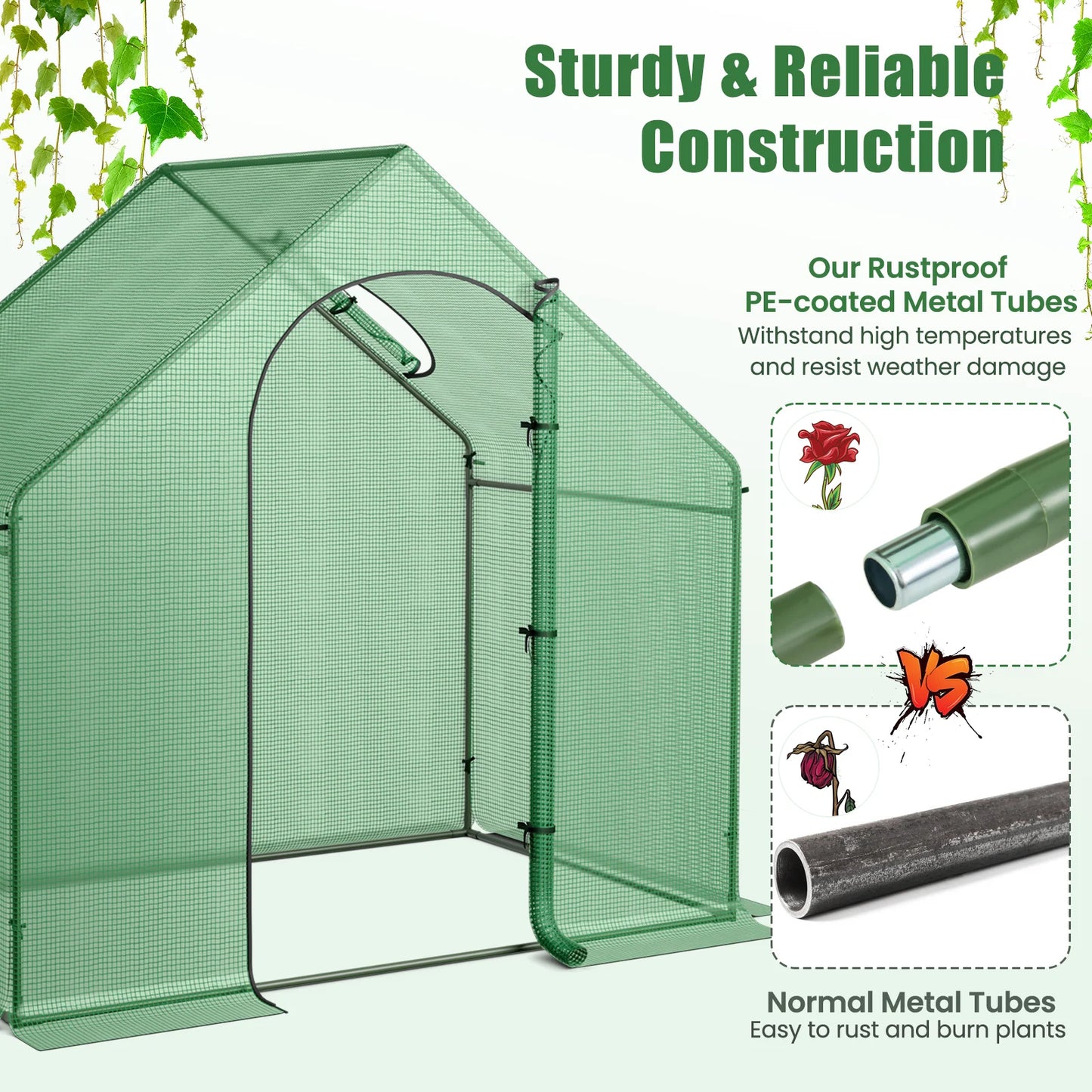 6 x 3 x 5.5FT w/PE Cover PE-Coated Metal Frame
