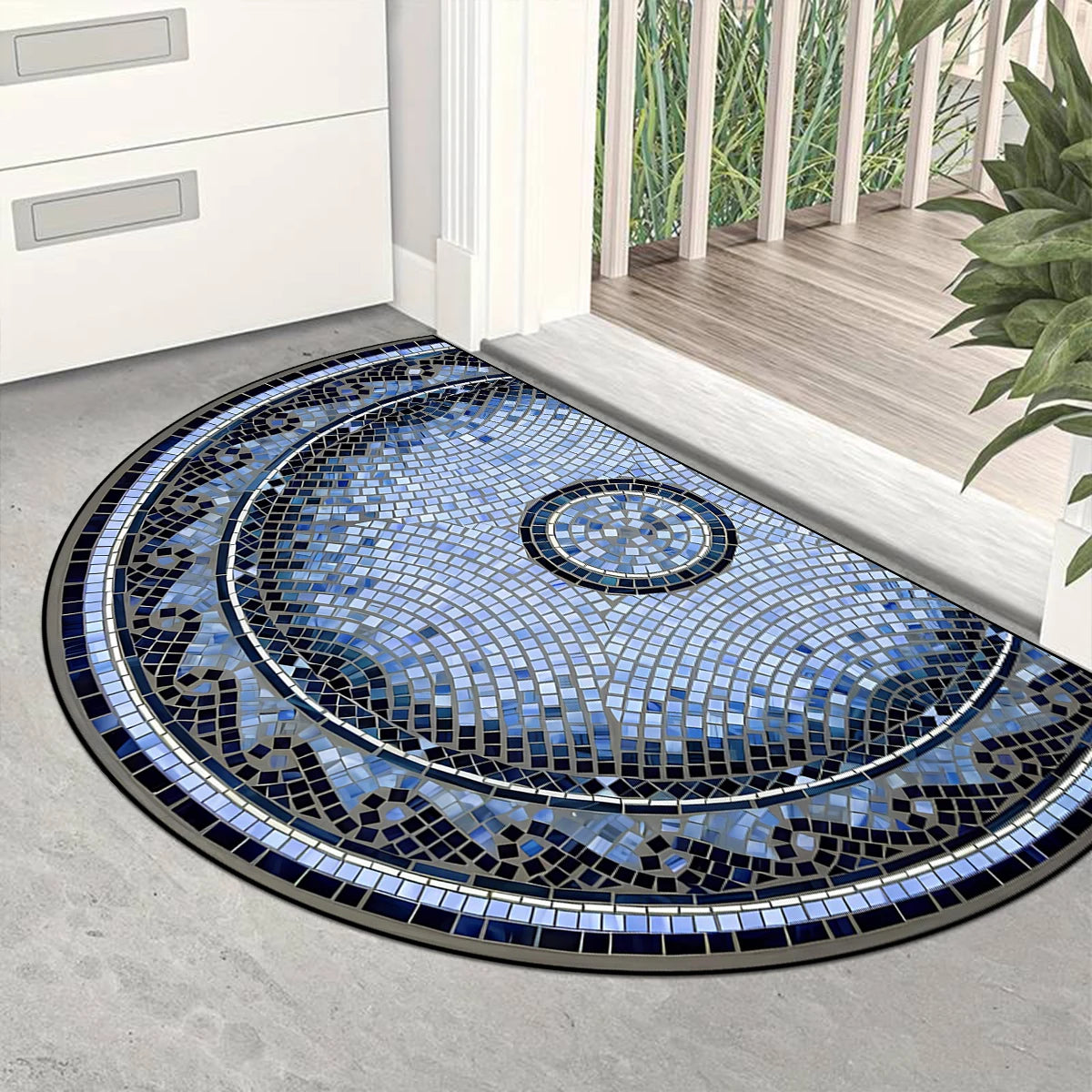 Entrance Carpet Dirt-resistant Wear-resistant Door Rug Semicircular Imitation Marble Texture