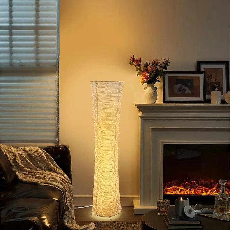 Japanese Wabi Sabi Floor Lamps Paper Lampshade Adjustable Timing Cylindrical Corner Teahouse Homestay Bedroom Office Living Room