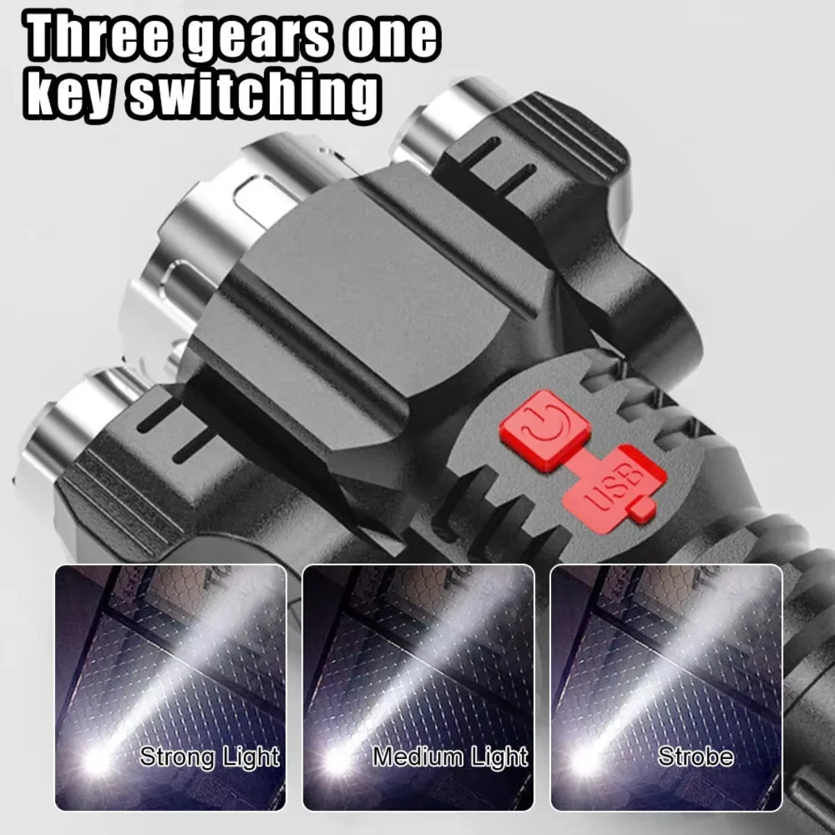 3LED Strong Waterproof Flashlight, Portable Camping Bike Light,
