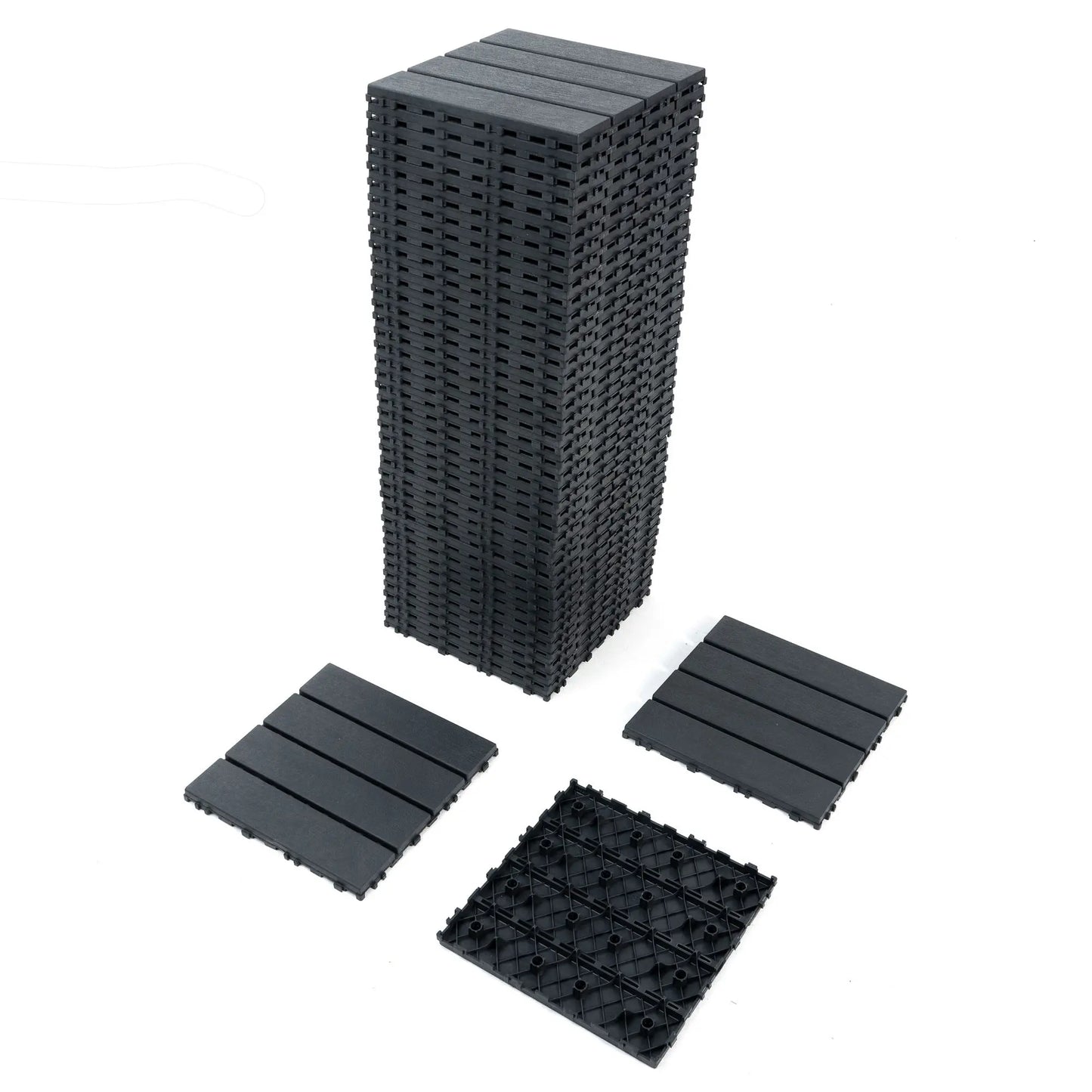 44 Pack Wood grain Interlocking Patio Deck Tiles- 12x12 Inch,