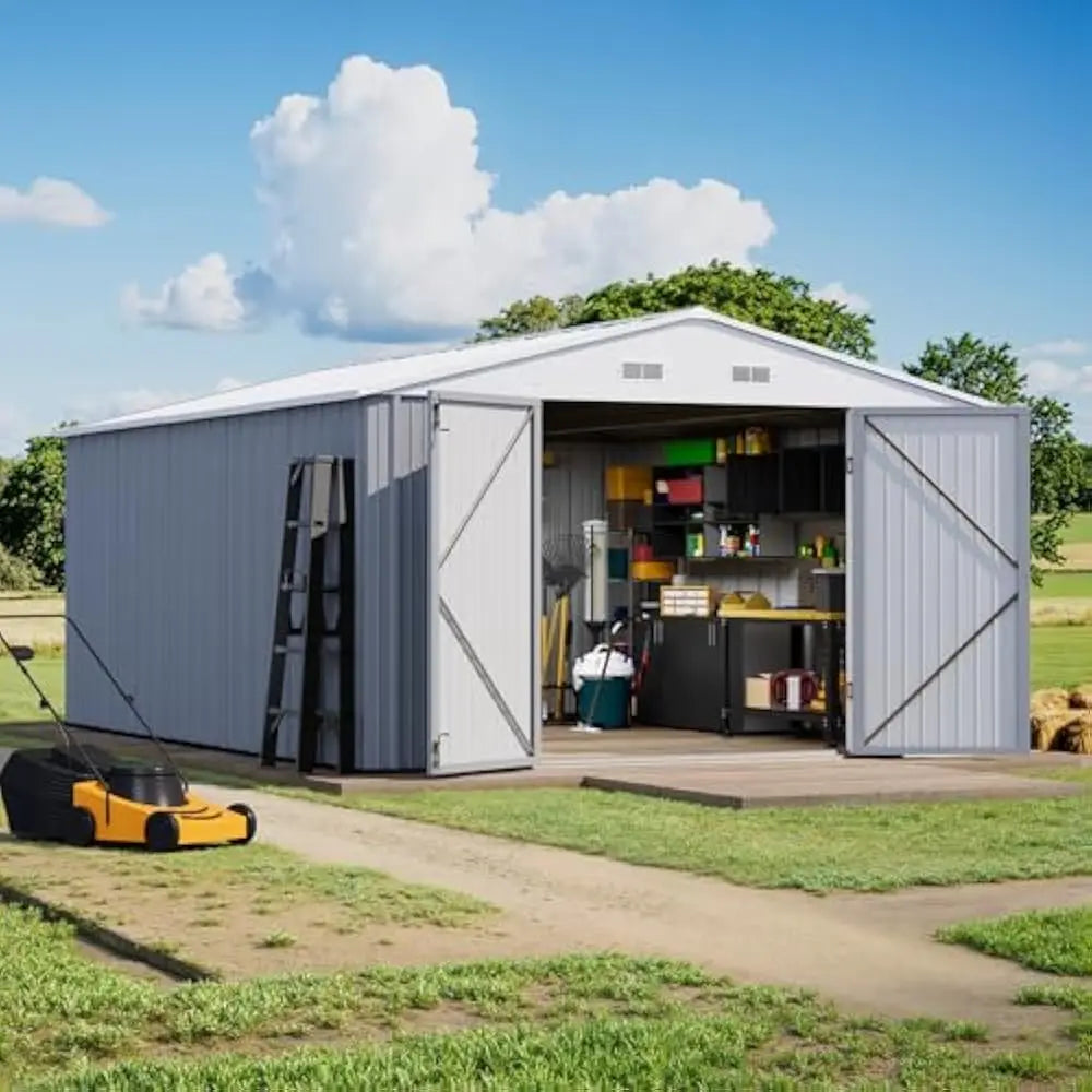5×3FT Outdoor Storage Shed, Metal Patio Storaged Shed with Lockable Doors, Sheds & Outdoor Storages for Bike, Pool and Garden