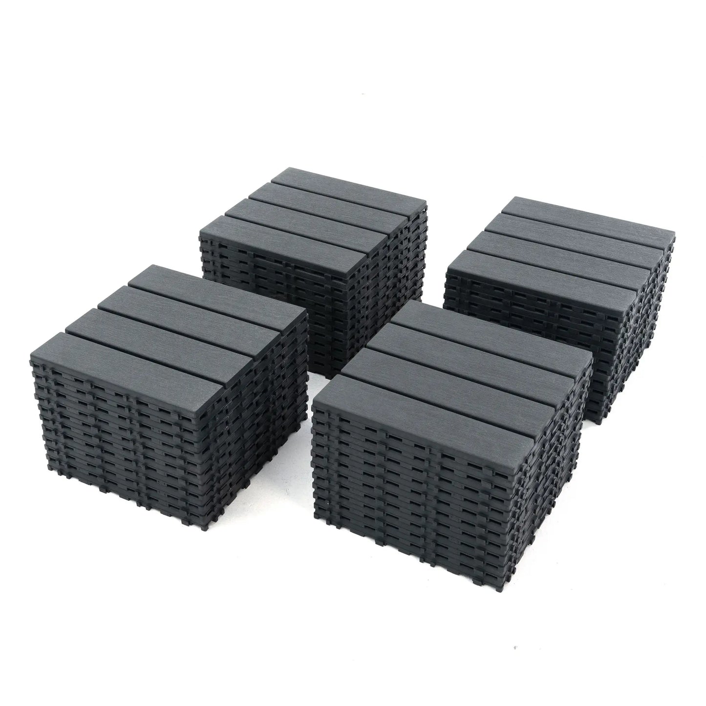 44 Pack Wood grain Interlocking Patio Deck Tiles- 12x12 Inch,