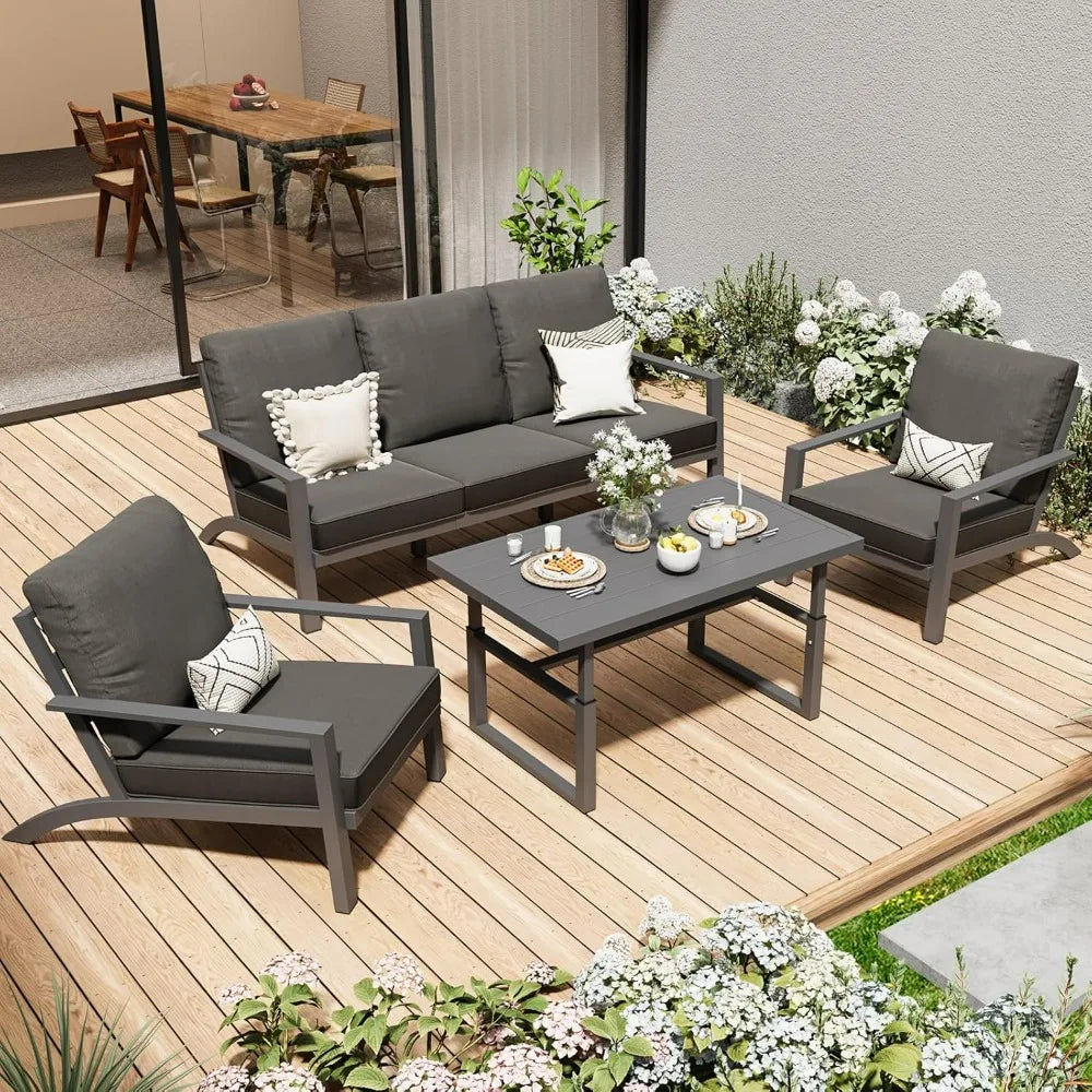 High Back Aluminum Patio Furniture Set