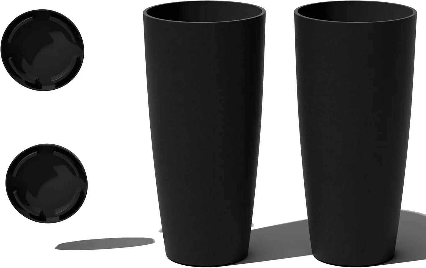 Made from Plastic & Concrete with Drainage Holes Planter - Round Tall Planter for Indoor or Outdoor Porch/Patio