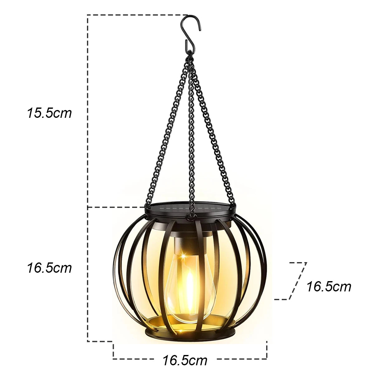 Solar Lantern Led Light Daylight Sensor Garden Lamps Lights Outdoor Waterproof 3000k Landscape With Durable Chain Decor