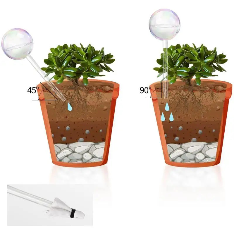 Automatic Plant Watering Bulbs Glass Self Watering Balls Clear Flower Auto Watering Spikes Garden Drip Irrigation System