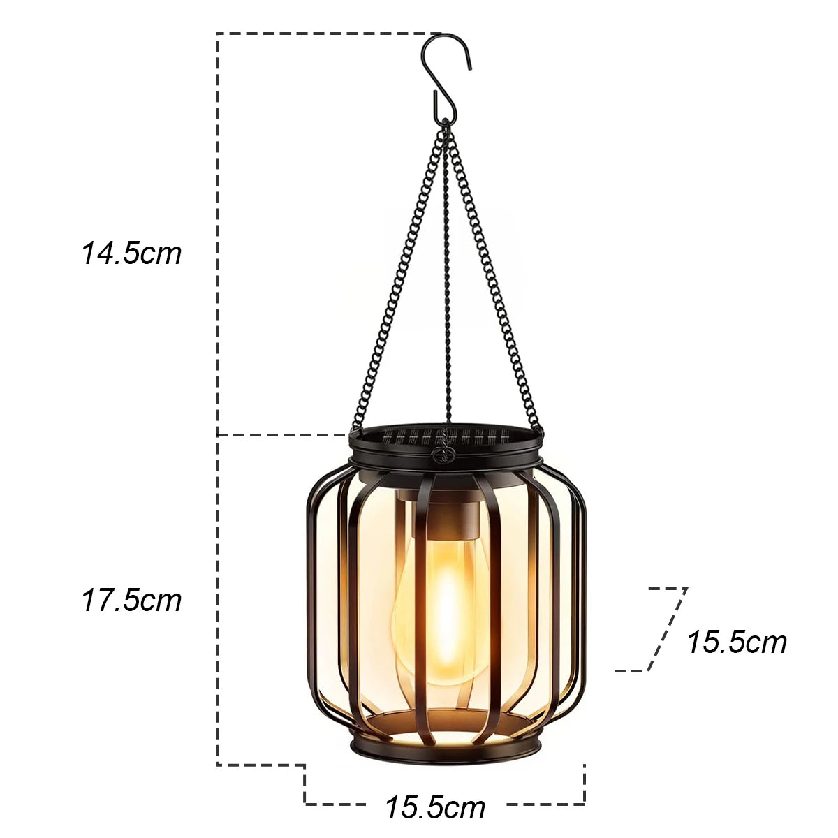 Solar Lantern Led Light Daylight Sensor Garden Lamps Lights Outdoor Waterproof 3000k Landscape With Durable Chain Decor