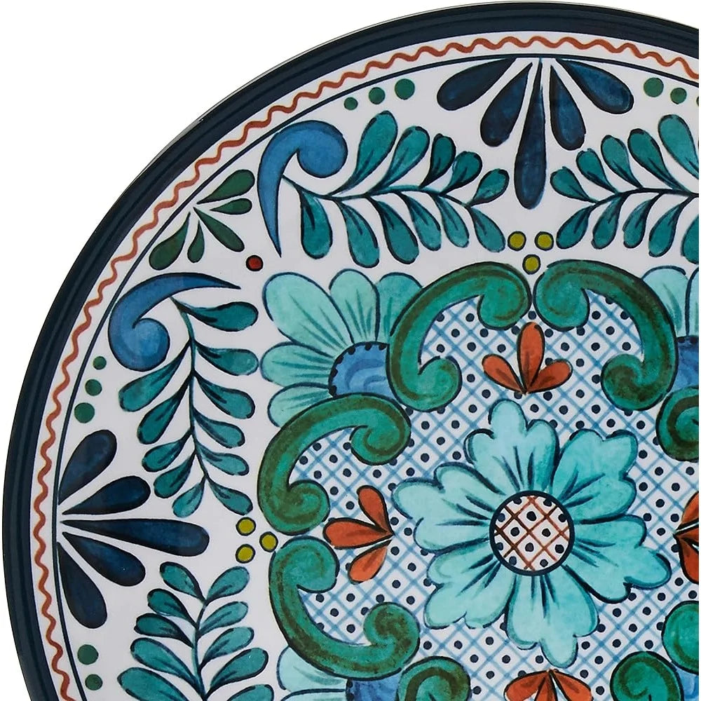 Set of 6 Talavera 9 Inch Melamine Salad Dessert Plates Heavy Duty Dishwasher Safe Indoor Outdoor Use Multicolor