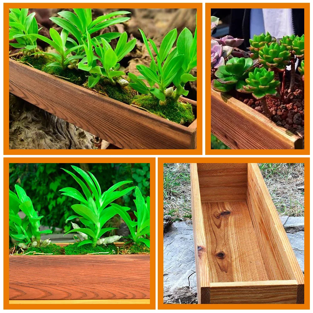 Antiseptic Wood Flower Box Retro Window Outdoor Pot Cedar Succulent Decorative Pots
