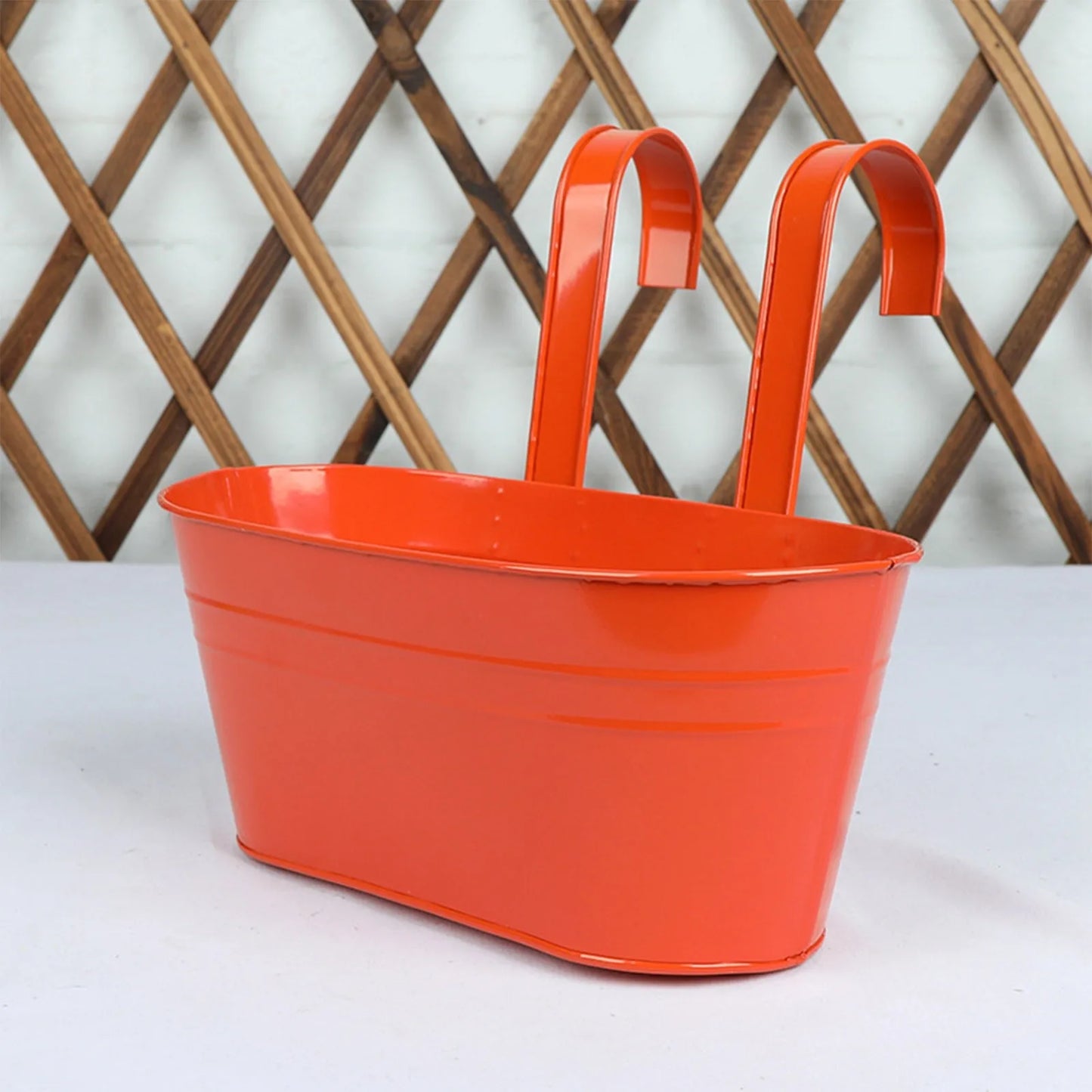 Flower Pot Fence Balcony Garden Hanging Pots Solid Colored Sturdy Plastic Hanging Pots