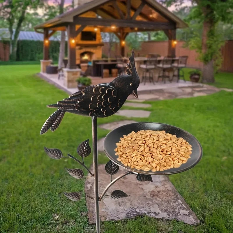 Waterproof Outdoor Bird Bath For Backyard Garden Lawn, Ground Feeders, Deep Antique Copper