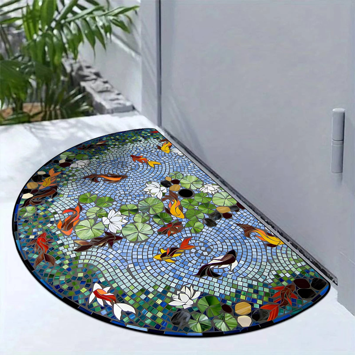 Entrance Carpet Dirt-resistant Wear-resistant Door Rug Semicircular Imitation Marble Texture