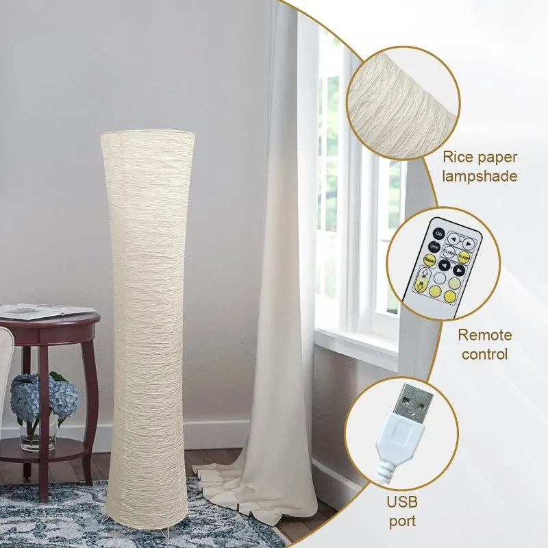 Japanese Wabi Sabi Floor Lamps Paper Lampshade Adjustable Timing Cylindrical Corner Teahouse Homestay Bedroom Office Living Room