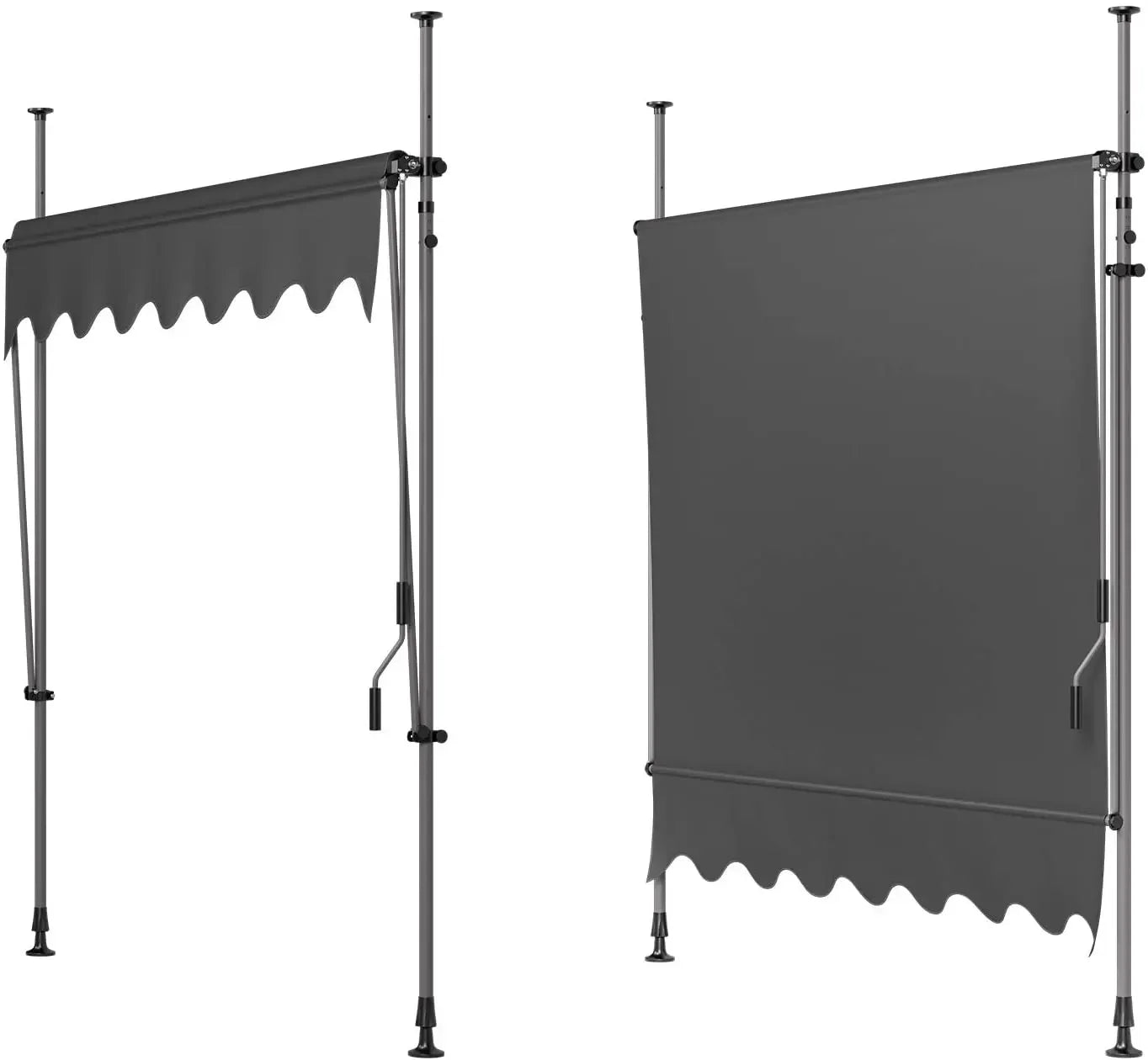 Awning Balcony Patio Retractable Awning UV50+ Sun Shade Awning Sun Protection with Hand Crank Without Drilling