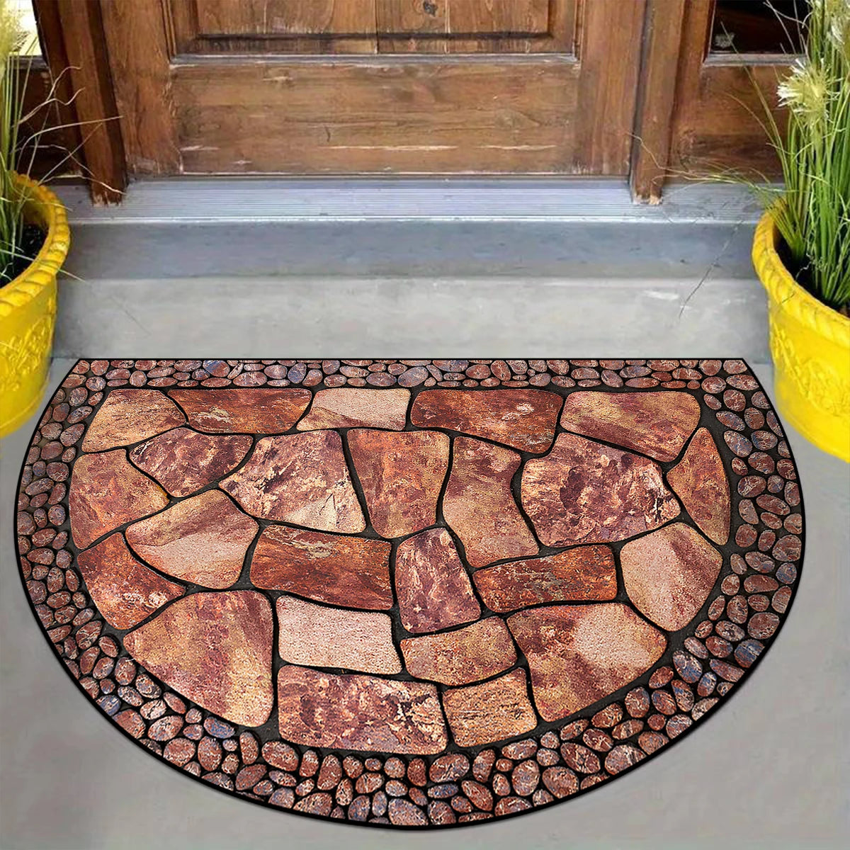 Entrance Carpet Dirt-resistant Wear-resistant Door Rug Semicircular Imitation Marble Texture
